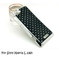 Твърд гръб с камъни за Sony Xperia L S36h черен